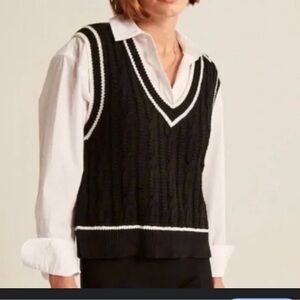 Abercrombie & Fitch Black Cable Knit Vest